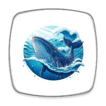 Blauwal - Viereckiger Kühlschrankmagnet - Weiß - Vorne