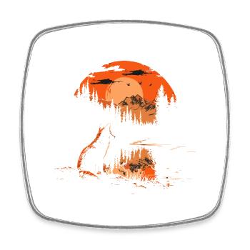 Tête de renard forêt animaux nature arbres bébé renard - Magnet carré - blanc - Devant