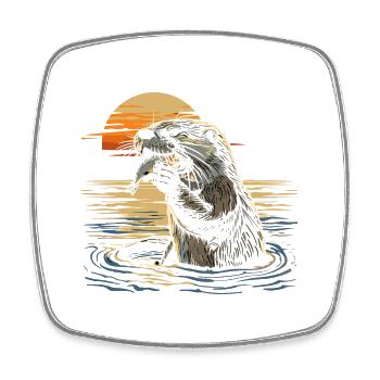 Otter Fischotter - Viereckiger Kühlschrankmagnet - Weiß - Vorne