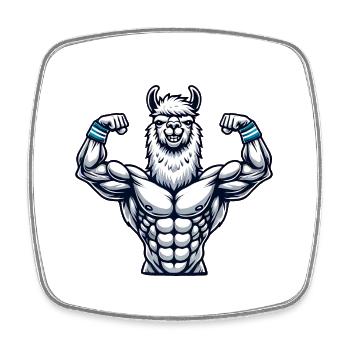 lama alpaga fort musculaire fitness bodybuilder - Magnet carré - blanc - Devant