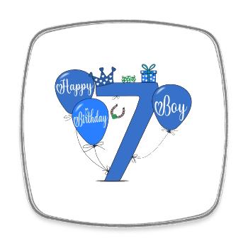 7 Birthday Boy Balloon - Square fridge magnet - white - Front