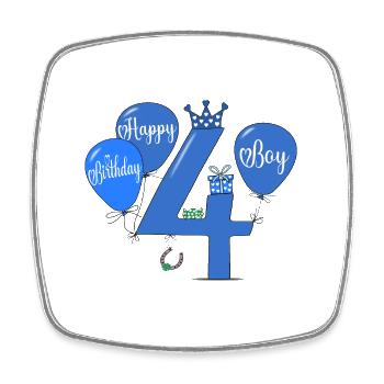 4 Birthday Boy Balloon - Square fridge magnet - white - Front