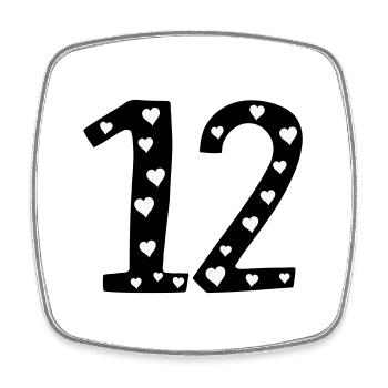 12 birthday with heart - Square fridge magnet - white - Front