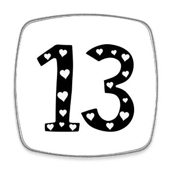 13 anniversaire avec coeur - Magnet carré - blanc - Devant