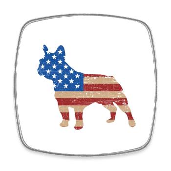 Bouledogue Français USA Amérique - Magnet carré - blanc - Devant