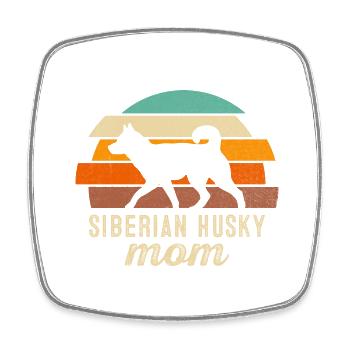 Maman Husky Sibérienne - Magnet carré - blanc - Devant