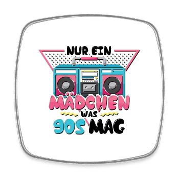 Nur ein Mädchen was 90s mag - Viereckiger Kühlschrankmagnet - Weiß - Vorne
