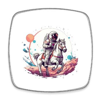 Astronaut auf Pferd im All - Viereckiger Kühlschrankmagnet - Weiß - Vorne