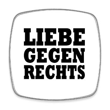 Liebe gegen rechts - Viereckiger Kühlschrankmagnet - Weiß - Vorne
