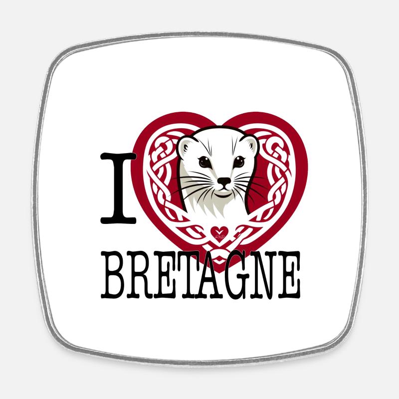 I Love Bretagne Ermine Celtique - Square fridge magnet - white