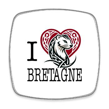 I Love Bretagne Tribal Celtic Ermine - Square fridge magnet - white - Front