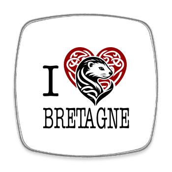 I Love Bretagne Hermine Maline - Square fridge magnet - white - Front