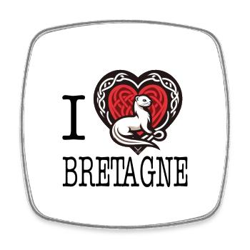 I Love Bretagne Hermine curieuse - Square fridge magnet - white - Front