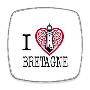 I Love Bretagne Celtic Lighthouse of Brittany - Square fridge magnet - white - Front