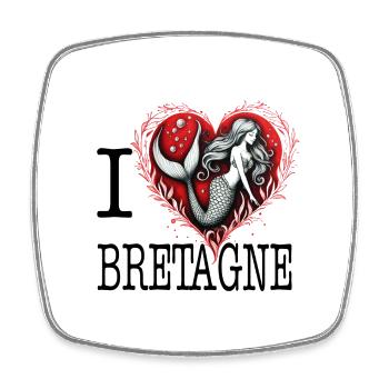 I Love Bretagne Heart of Mermaid Lagoon - Square fridge magnet - white - Front