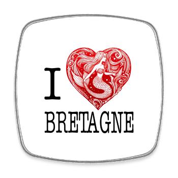 I Love Brittany Heart of a Norman Mermaid - Square fridge magnet - white - Front
