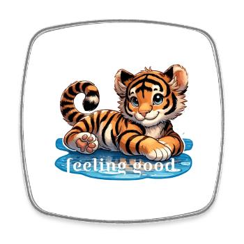 Tiger baby who feels good - Square fridge magnet - white - Front
