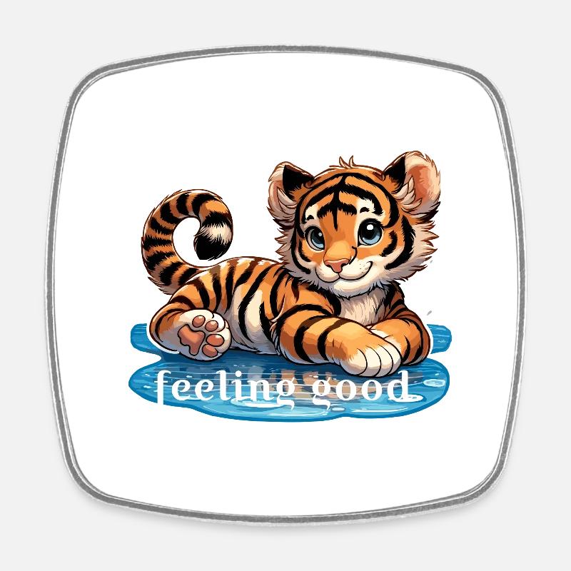 Bébé tigre qui se sent bien - Magnet carré - blanc