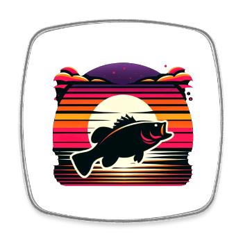 Bass Fish - Square fridge magnet - white - Front