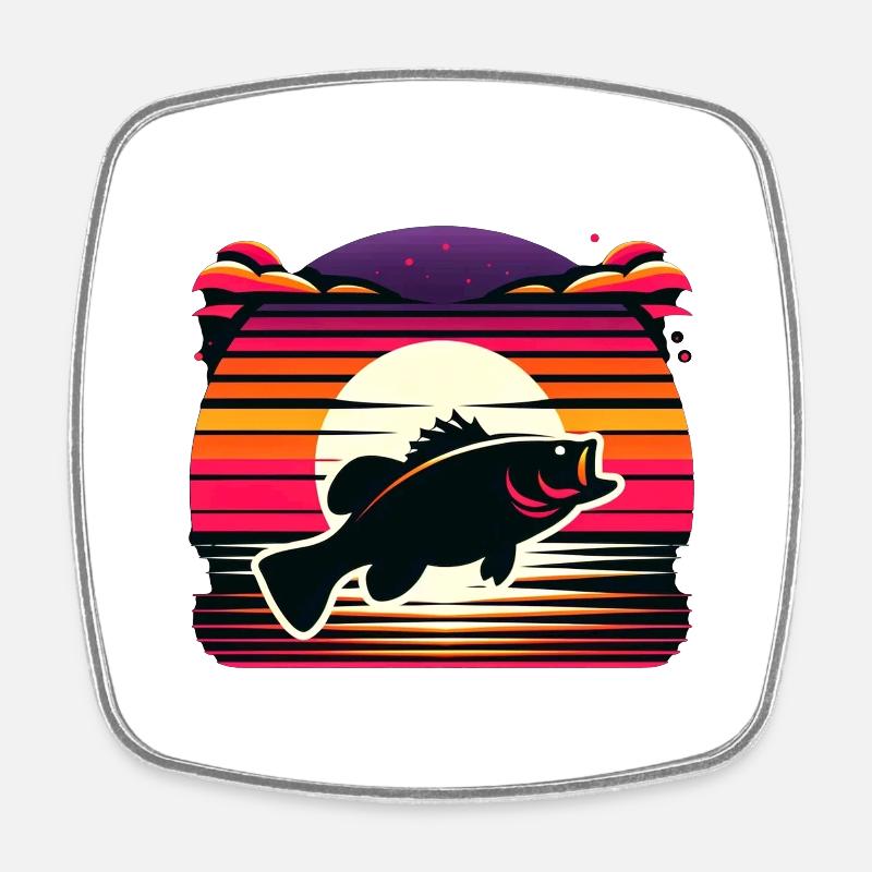 Barsch-Fisch - Viereckiger Kühlschrankmagnet - Weiß