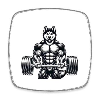 Cool Husky Fitness Bodybuilder Entraînement Dessin animé - Magnet carré - blanc - Devant