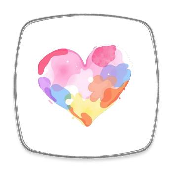Buntes Aquarell-Herz - Valentinstag - Viereckiger Kühlschrankmagnet - Weiß - Vorne