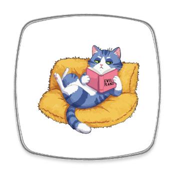 Böse Katze - Viereckiger Kühlschrankmagnet - Weiß - Vorne