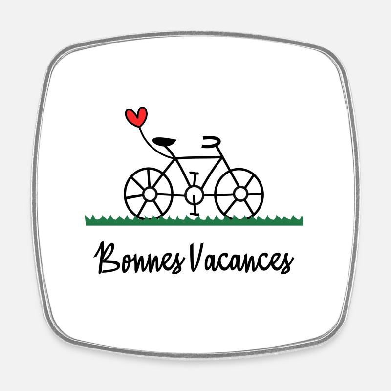 VELO. VACANCES. VIVE LES VACANCES. VACANCES - Magnet carré - blanc
