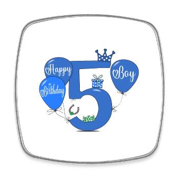 5 Birthday Boy Balloon - Square fridge magnet - white - Front