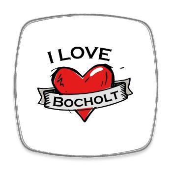 Bocholt - Ich liebe Stadtnamen in Tattoo Stil - Viereckiger Kühlschrankmagnet - Weiß - Vorne