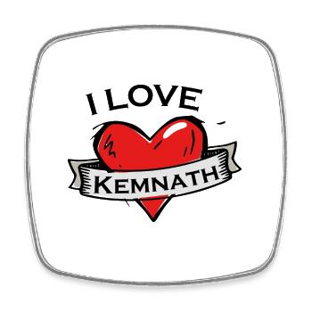 Kemnath - Ich liebe Stadtnamen in Tattoo Stil - Viereckiger Kühlschrankmagnet - Weiß - Vorne