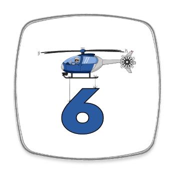 Helicopter 6th birthday - Square fridge magnet - white - Front