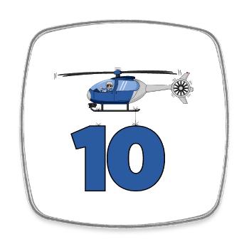 Helicopter 10th birthday - Square fridge magnet - white - Front