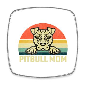 Maman Pitbull - Magnet carré - blanc - Devant