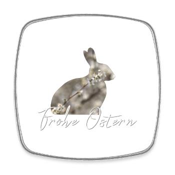 Frohe Ostern Hase - Viereckiger Kühlschrankmagnet - Weiß - Vorne