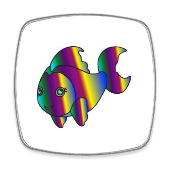 Kunterbunter Fisch - Viereckiger Kühlschrankmagnet - Weiß - Vorne