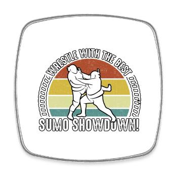 Wrestle with the best Sumo Showdown - Square fridge magnet - white - Front