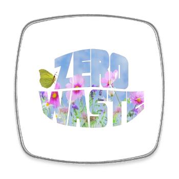 Zero Waste Flower Meadow with Butterfly - Square fridge magnet - white - Front