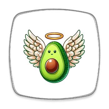 Avocado Engel mit Flügeln und Heiligenschein - Viereckiger Kühlschrankmagnet - Weiß - Vorne