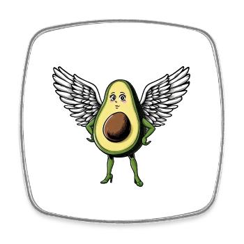 Elegant Avocado Angel Lady with Wings - Square fridge magnet - white - Front