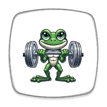 Frosch mit Hantel Fitness cool Bodybuilder Cartoon - Viereckiger Kühlschrankmagnet - Weiß - Vorne
