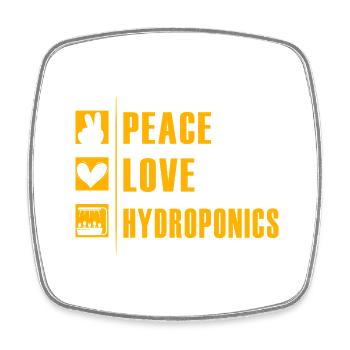 Peace Love Hydroponics - Square fridge magnet - white - Front