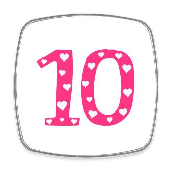 10 anniversaire avec le cœur - Magnet carré - blanc - Devant