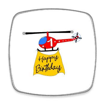 Helicopter Happy Birthday 1 - Square fridge magnet - white - Front