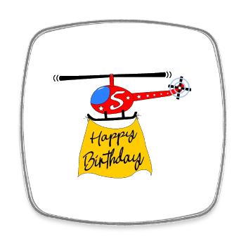 Helicopter Happy Birthday 5 - Square fridge magnet - white - Front