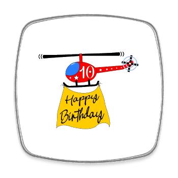 Helicopter Happy Birthday 10 - Square fridge magnet - white - Front