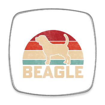 Beagle Retro - Square fridge magnet - white - Front