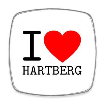 I Love Hartberg Minimalistisches Herz Souvenir - Viereckiger Kühlschrankmagnet - Weiß - Vorne