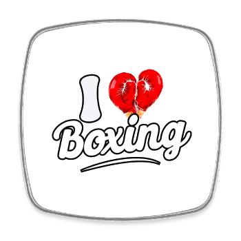 Ich liebe Boxen - Viereckiger Kühlschrankmagnet - Weiß - Vorne