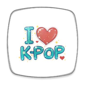 Ich liebe K-Pop - Viereckiger Kühlschrankmagnet - Weiß - Vorne